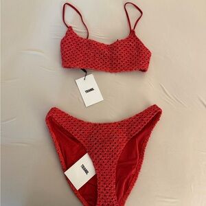 Triangl Swimwear Red Crochet Bikini